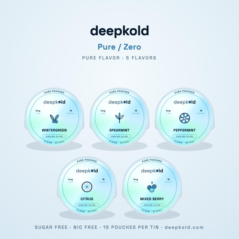 Deepkold Pure Cold nicotine-free pouch — 5 flavors