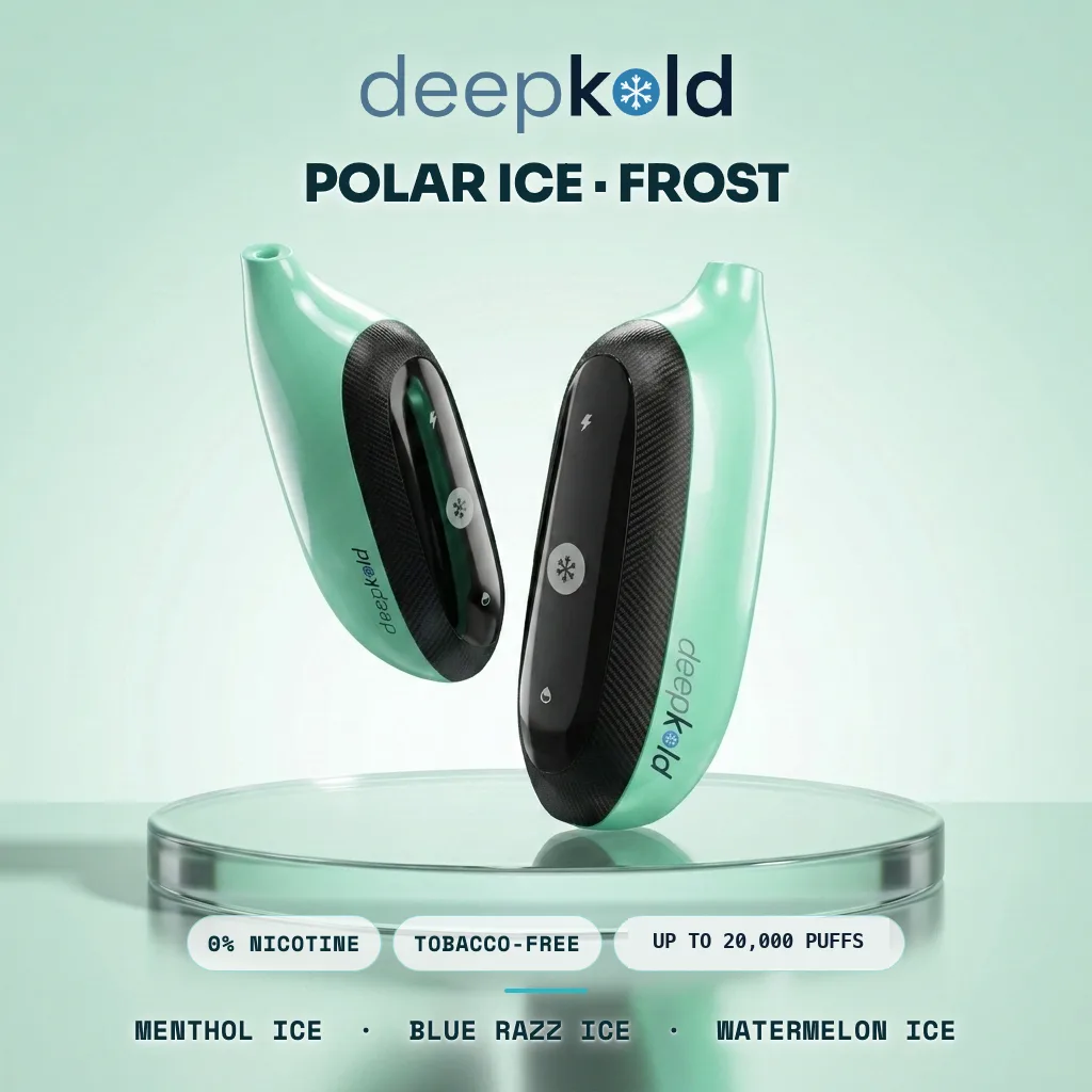 Deepkold Polar Ice / Frost nicotine-free vape lineup — 3 flavored vapes with no nicotine
