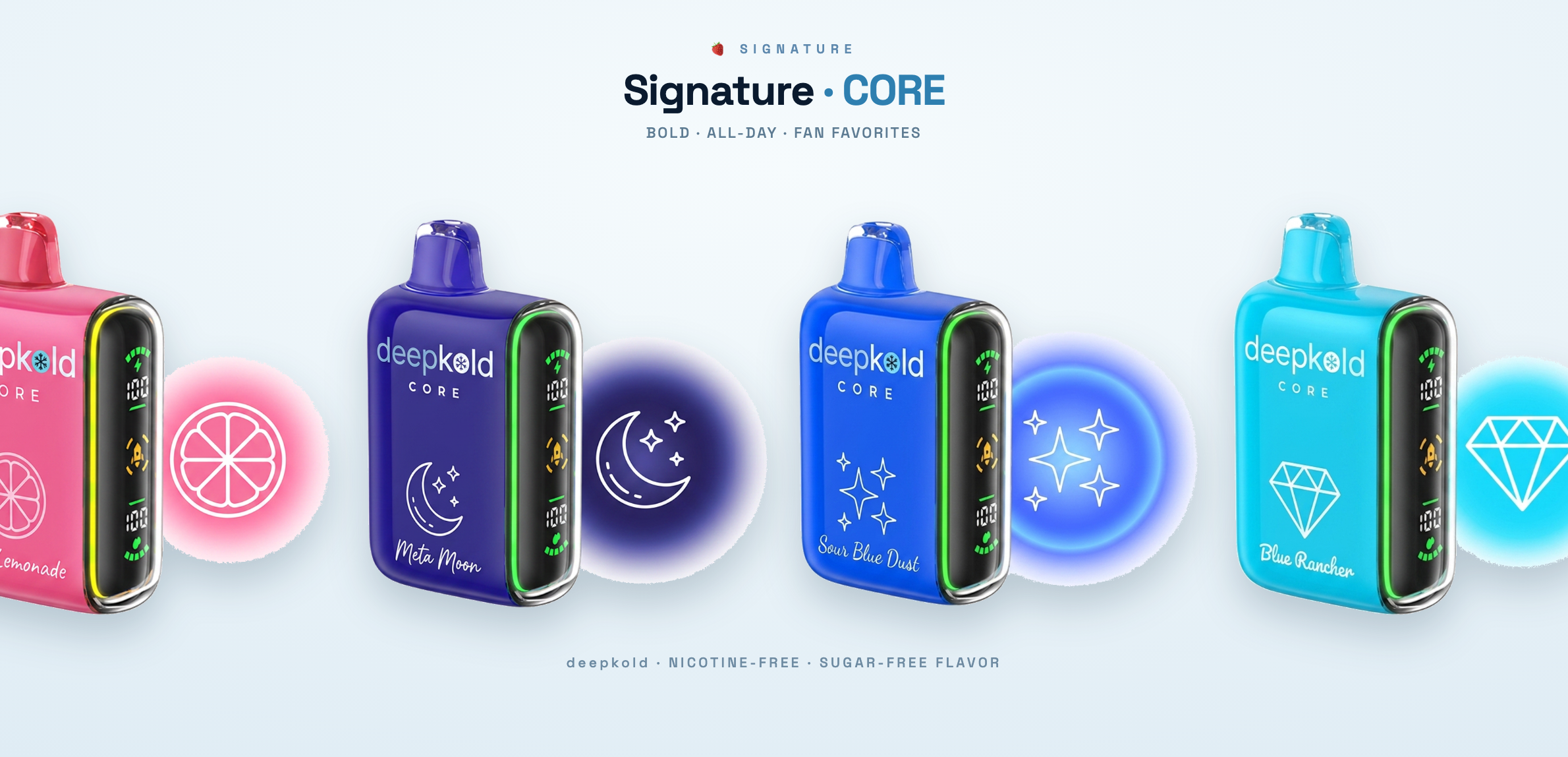 Deepkold Signature nicotine-free vape — 8 flavors